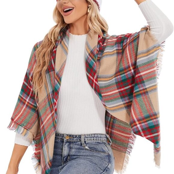 Plaid blanket thick winter scarf - Picture 1 of 5